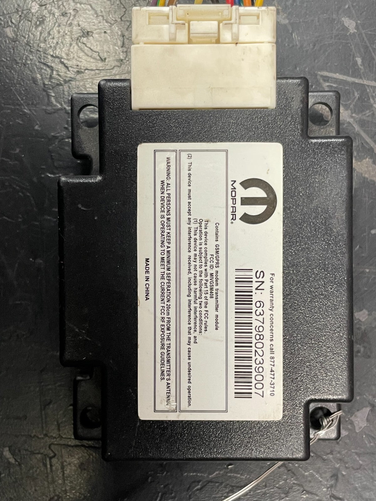 JEEP CHRYSLER RAM GSM/GPRS MODEM TRANSMITTER MODULE FCC#MIVGSM408.