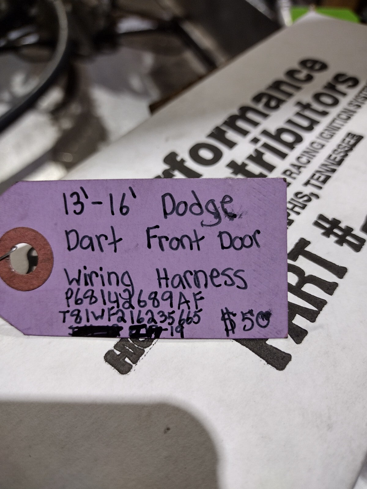 2013 Dodge Dart Rear Door Wire Wiring Harness 68142657AF Good Condition