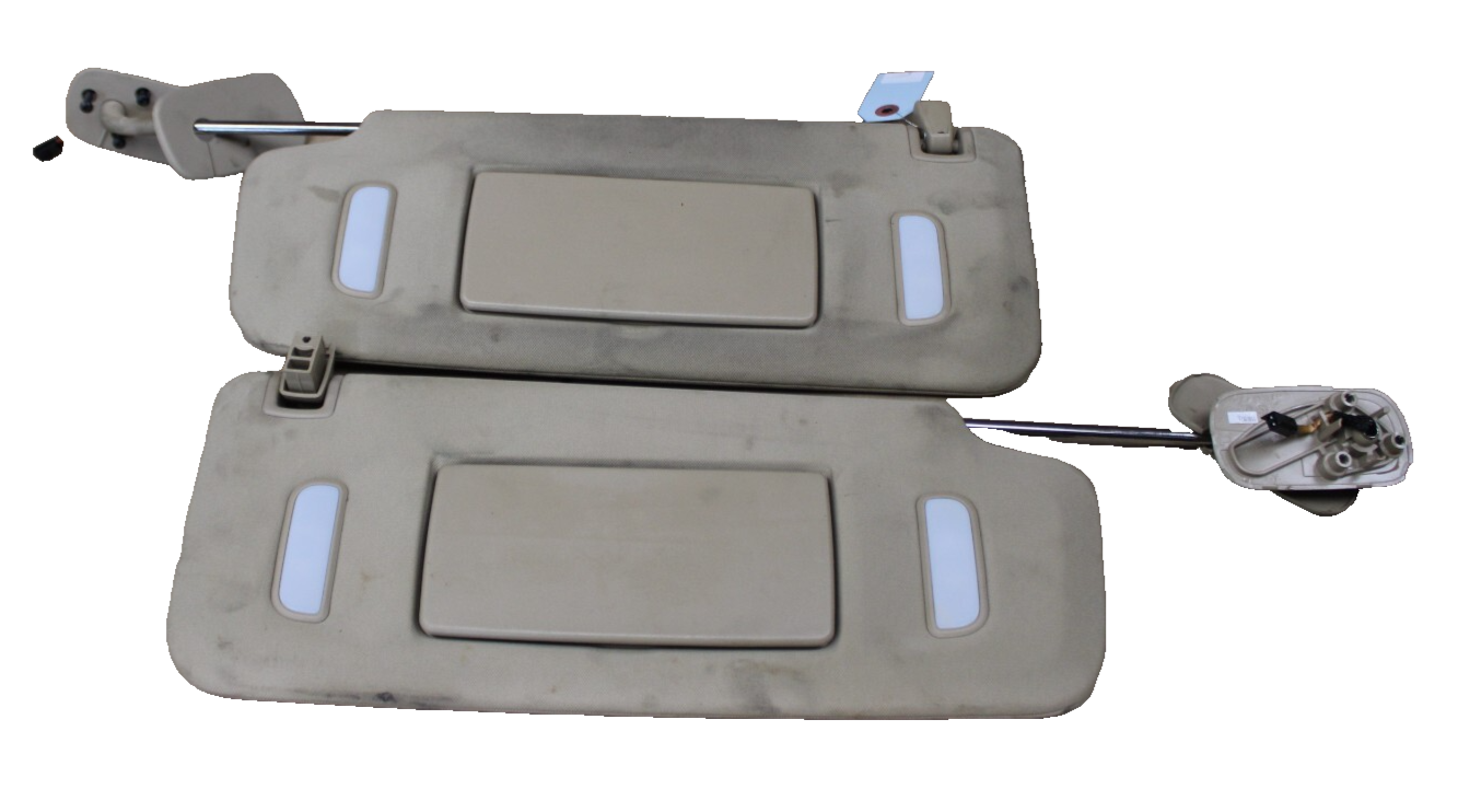 07-13 Escalade Silverado 1500 Interior Sun Visors Left Right Pair Set Beige OEM