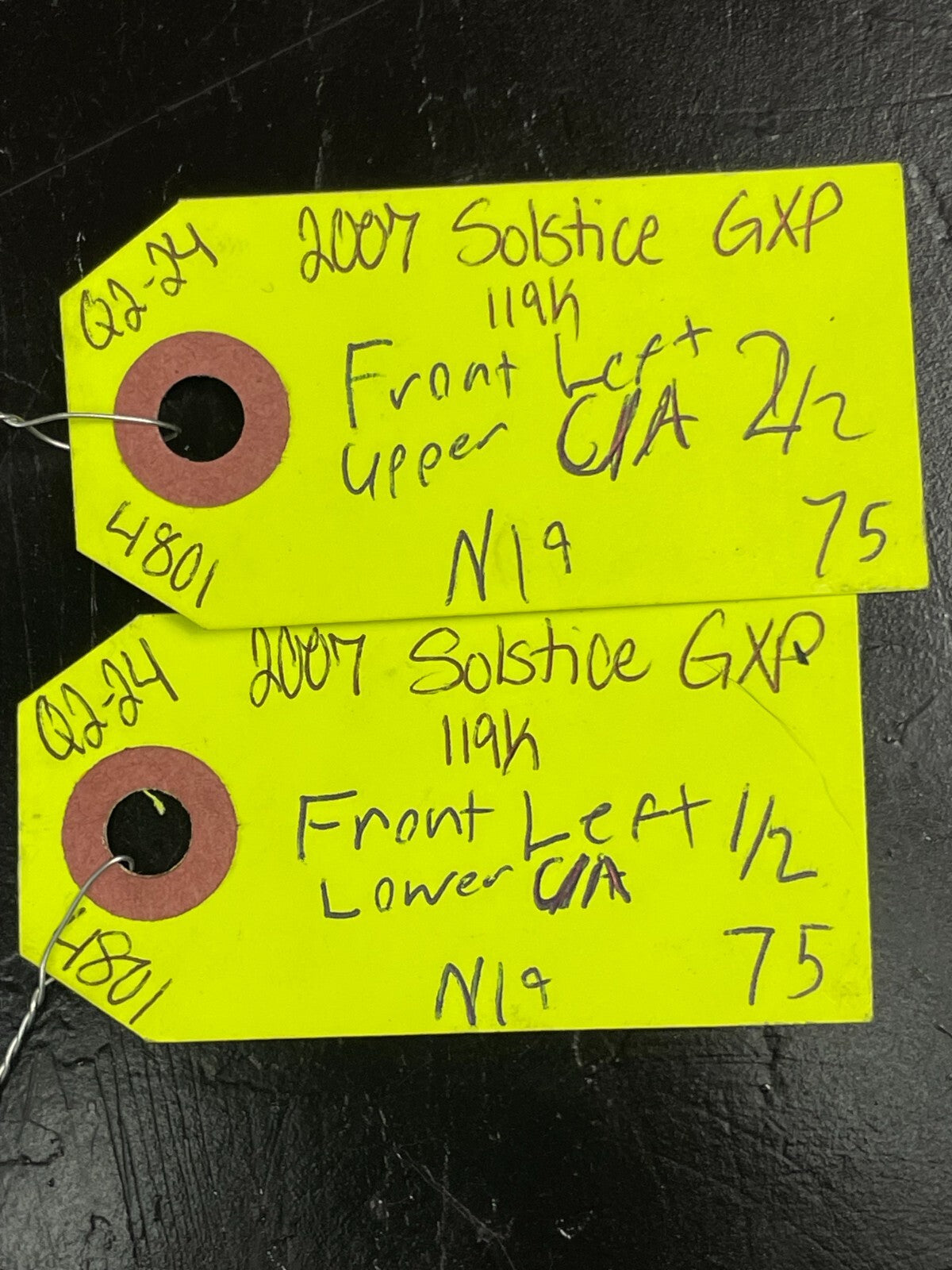 06-10 PONTIAC SOLSTICE FRONT LEFT LOWER & UPPER CONTROL ARM SET OEM 119K MILES