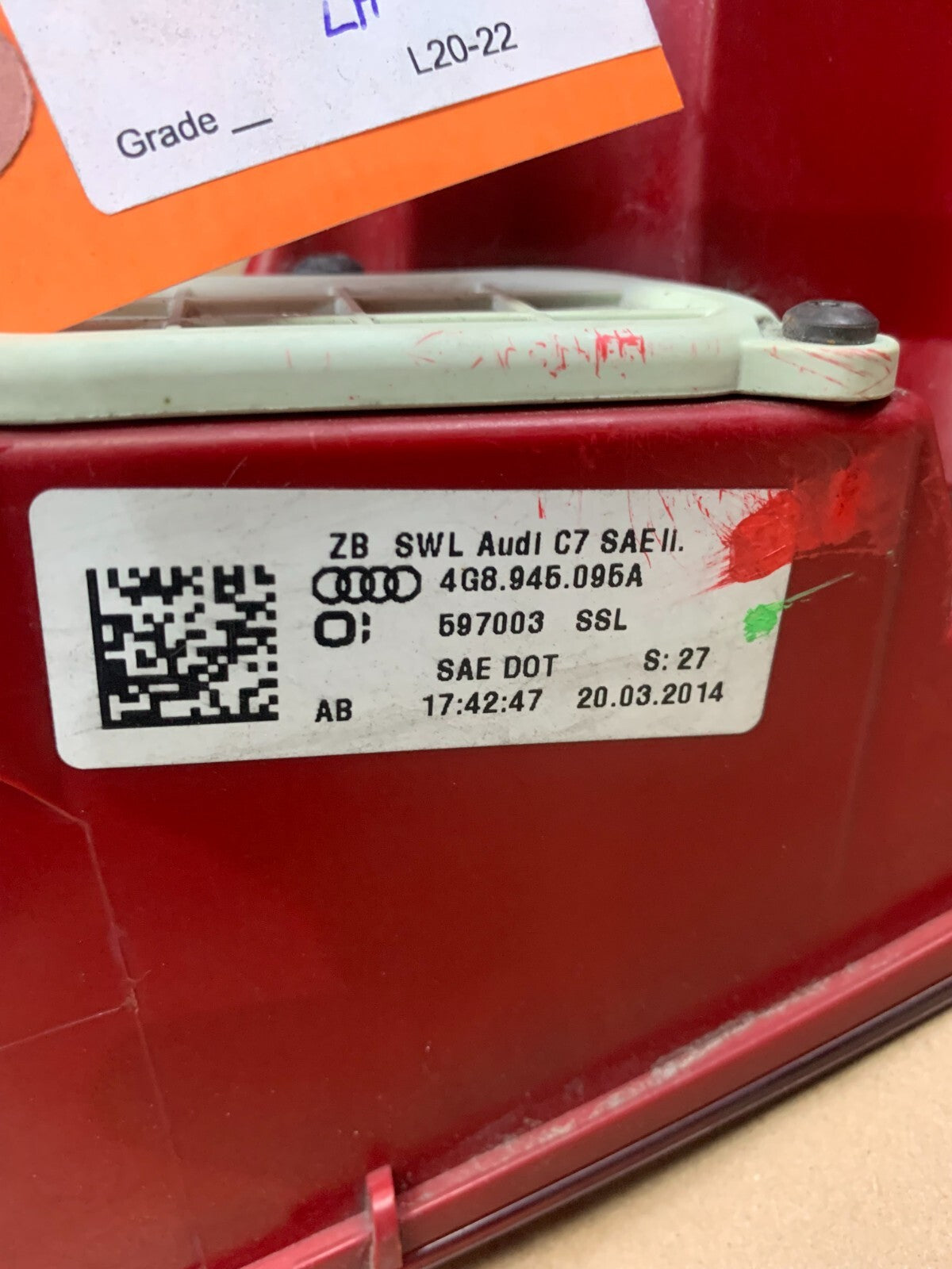 12-15 Audi S7 Rear Left Driver Side Outer Tail Light Taillight OEM 4G8 945 095