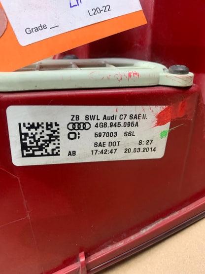 12-15 Audi S7 Rear Left Driver Side Outer Tail Light Taillight OEM 4G8 945 095