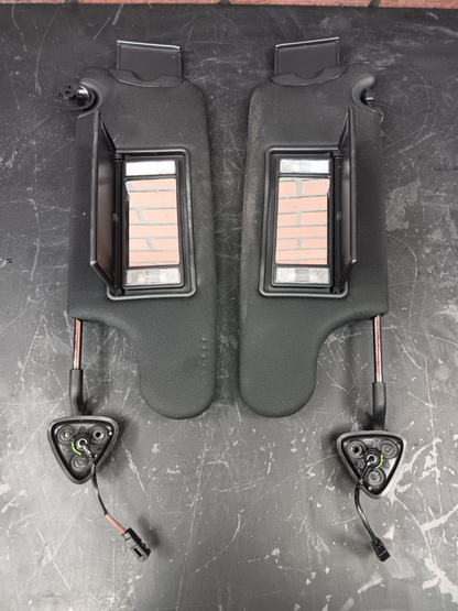 2015-2016 Dodge Challenger R/T Extendable Black Sun Visor Set w/ Mirror & Lights