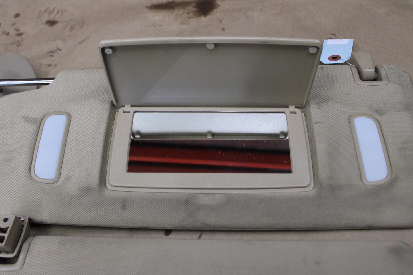 07-13 Escalade Silverado 1500 Interior Sun Visors Left Right Pair Set Beige OEM