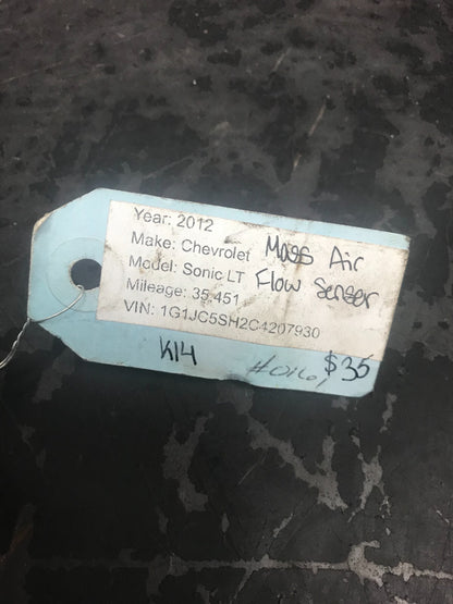 2012 Chevrolet Sonic LT Mass Air Flow Sensor (MAF) 0280218268