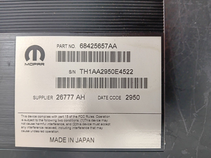 2017-2023 276 Watt Charger/Challenger/300 Radio Audio Amp Amplifier 68425657aa
