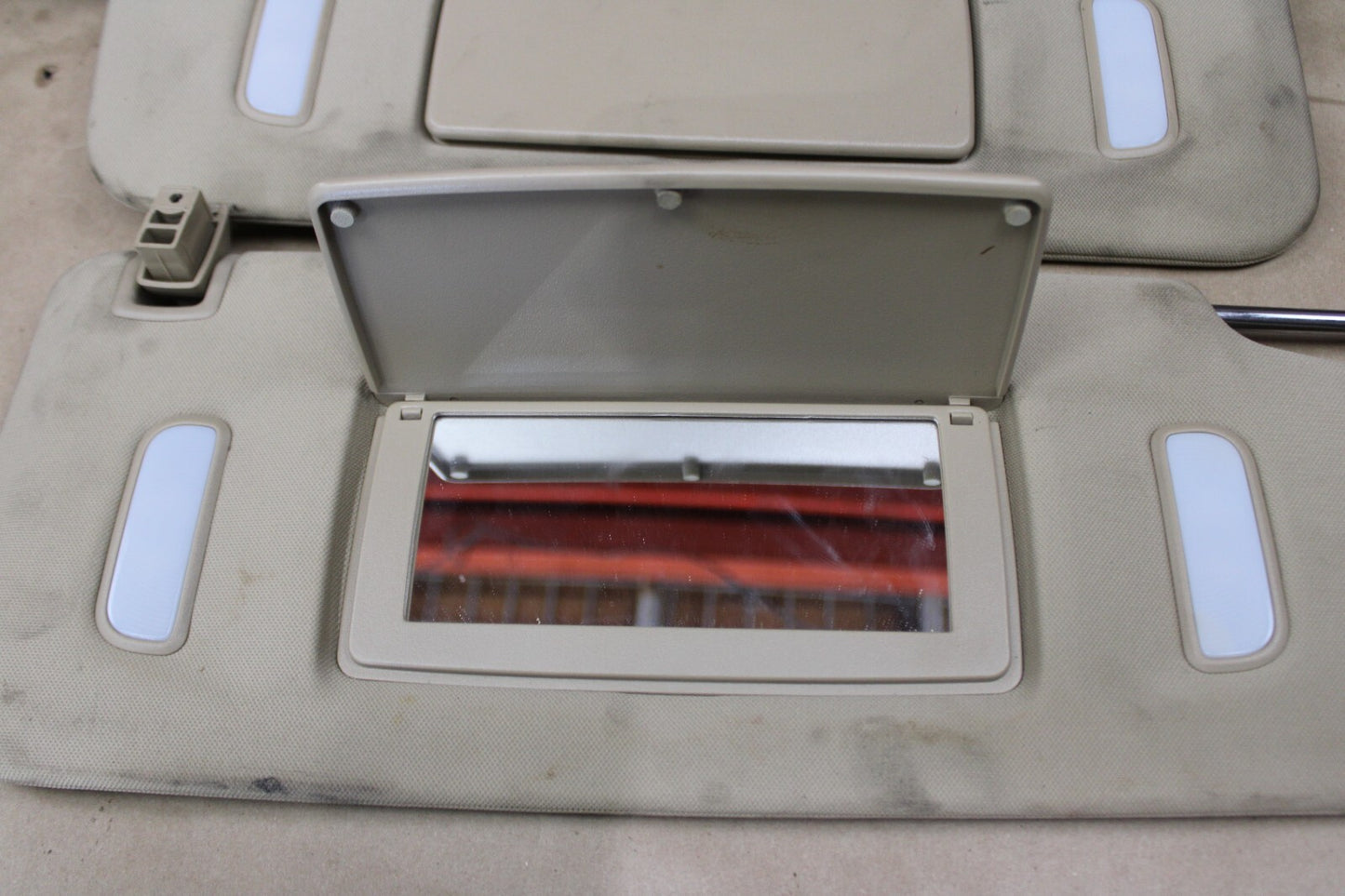 07-13 Escalade Silverado 1500 Interior Sun Visors Left Right Pair Set Beige OEM