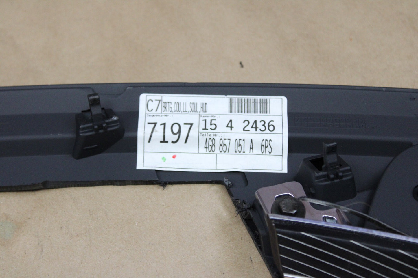 2012-2018 Audi A7/S7/RS7 C7 Dash Instrumental Panel Upper Trim Cover 4G8 857 051