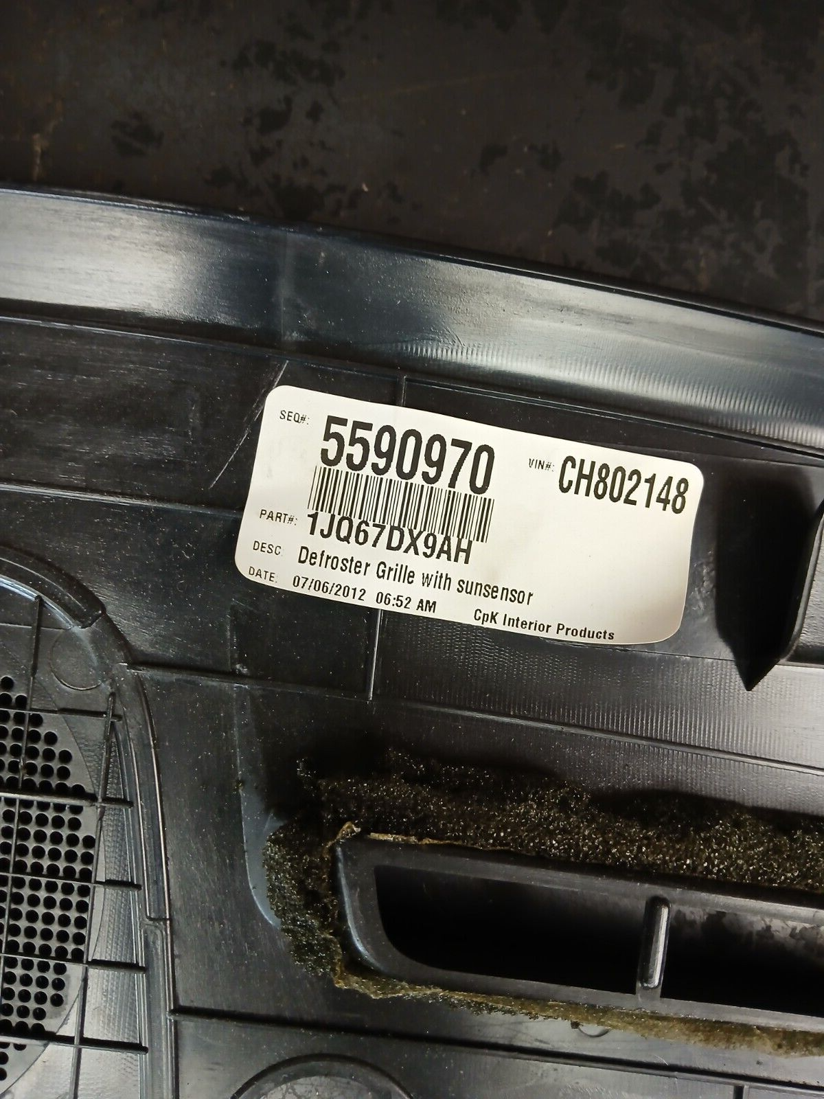2011-2023 Charger/300 Dash Windshield Defroster Grille Panel 1jq67dx9ah
