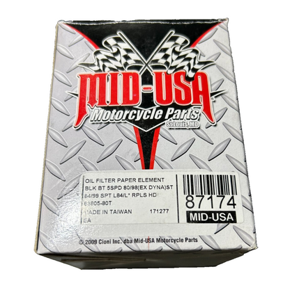 Harley Davidson Mid-USA 87174 Black Oil Filter 63805-80T
