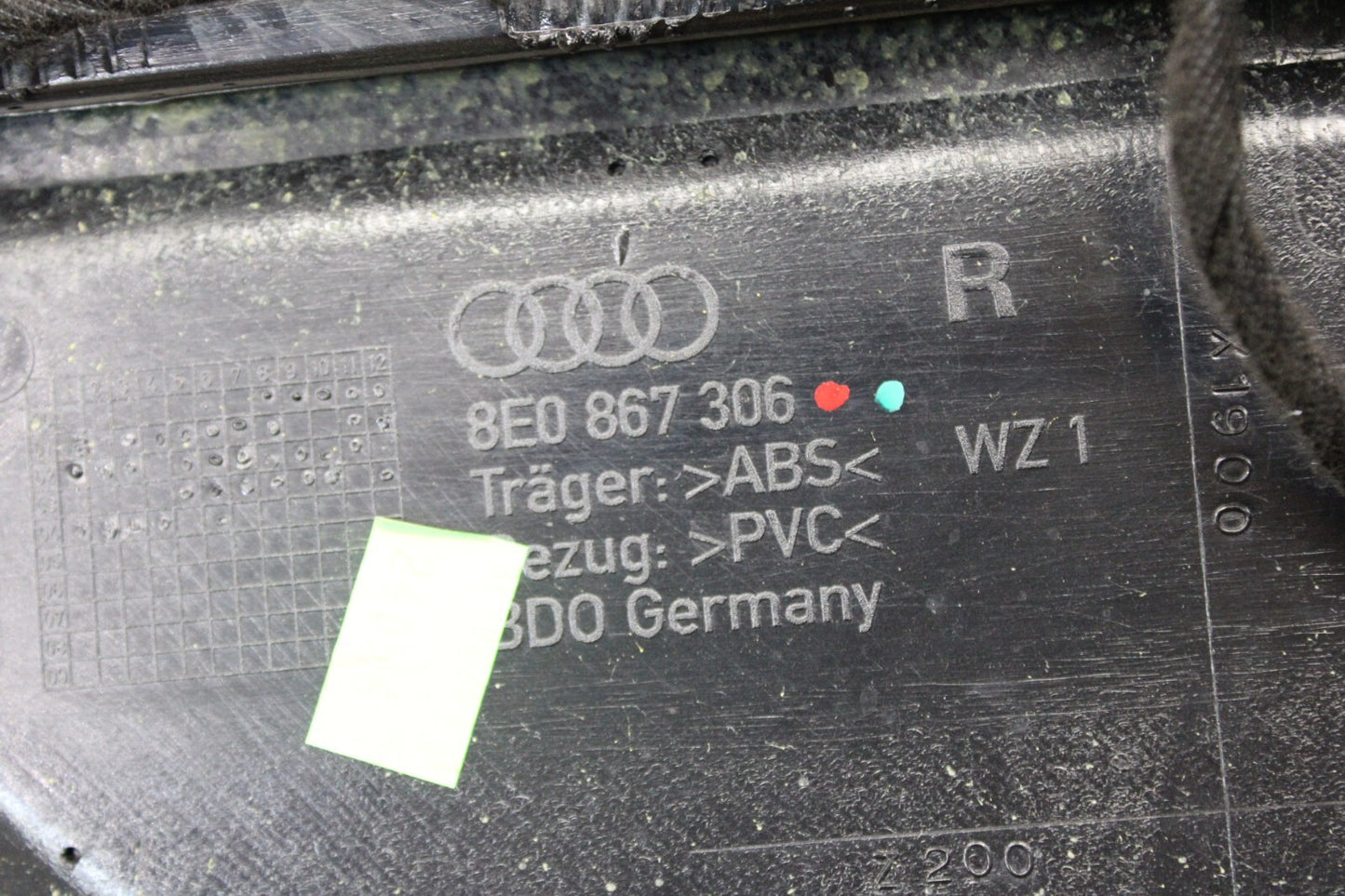 04-08 AUDI B7 A4 S4 REAR PASSENGER RH INTERIOR DOOR PANEL COVER TRIM 8E0 867 306
