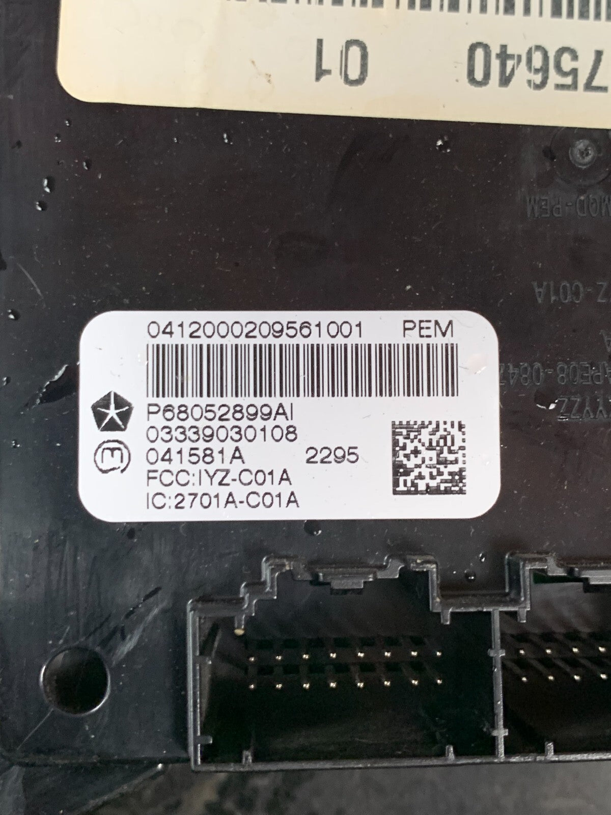 2012-2013 GRAND CHEROKEE DURANGO KEYLESS CONTROL MODULE ECU 68052899AI