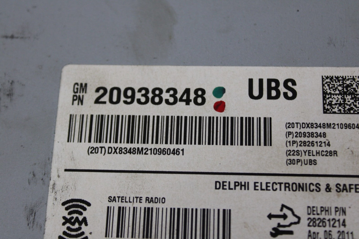 2009-2012 CADILLAC ESCALADE GMC ACADIA SATELLITE RADIO RECEIVER OEM 20938348