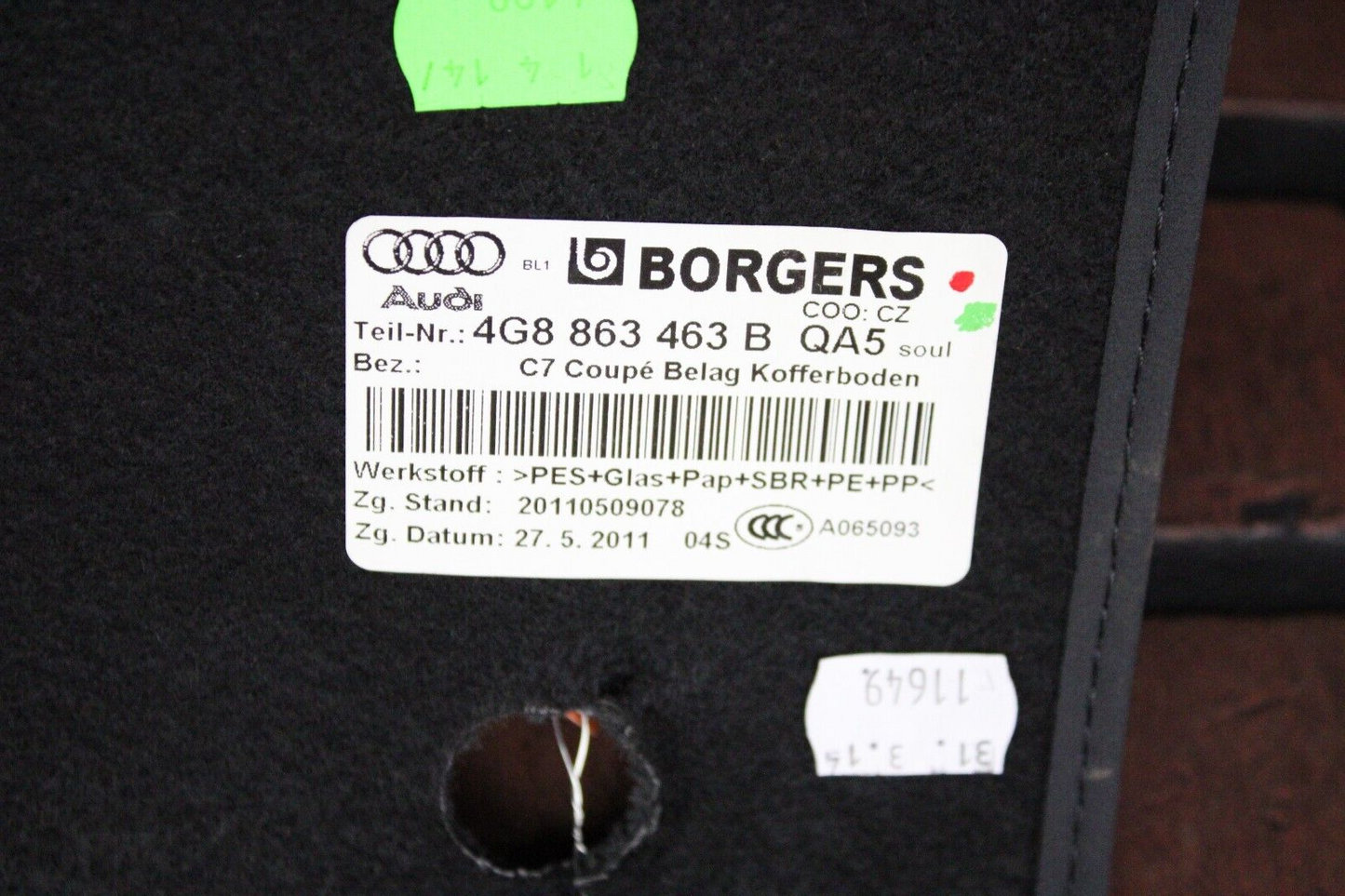 12-18 AUDI S7/RS7 TRUNK LUGGAGE SPARE TIRE FLOOR CARGO TRIM COVER OEM 4g8863463B