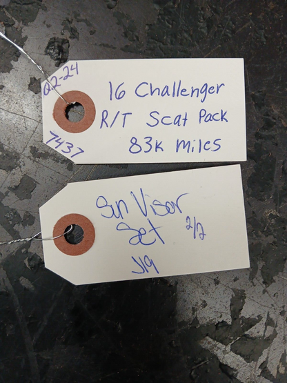 08-16 Dodge Challenger R/T Scat Pack Extendable Sun Visor Set w/ Mirror & Lights