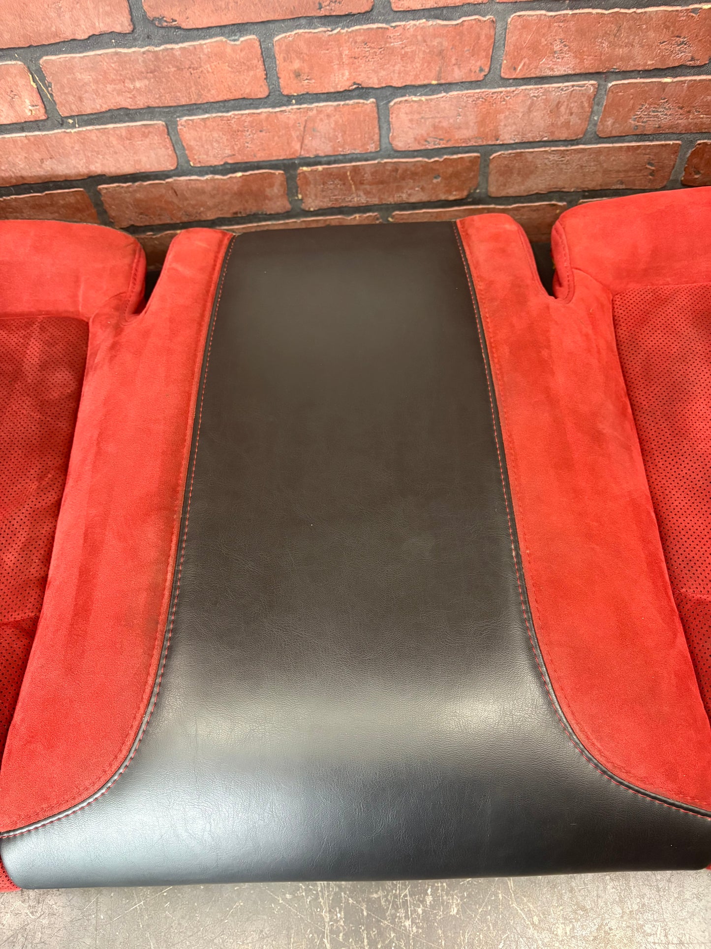 15-23 Dodge Challenger Scat Pack Red Black Leather Alcantara Suede Rear Seat Bottom Cushion OEM