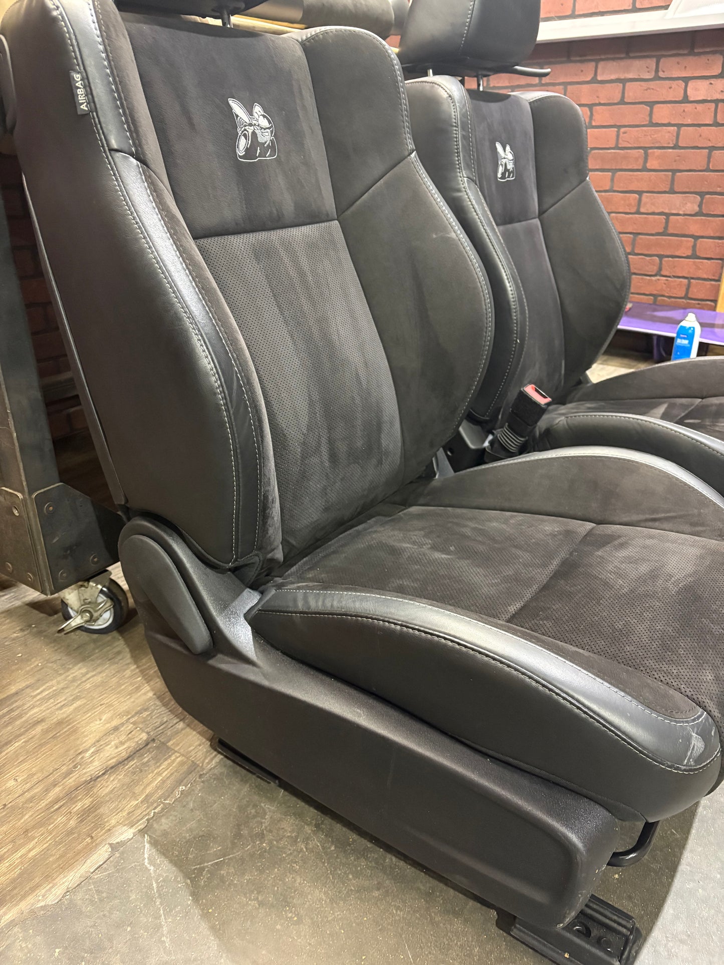 15-23 Dodge Challenger R/T Scat Pack Black Alcantara Suede Leather Seat Set