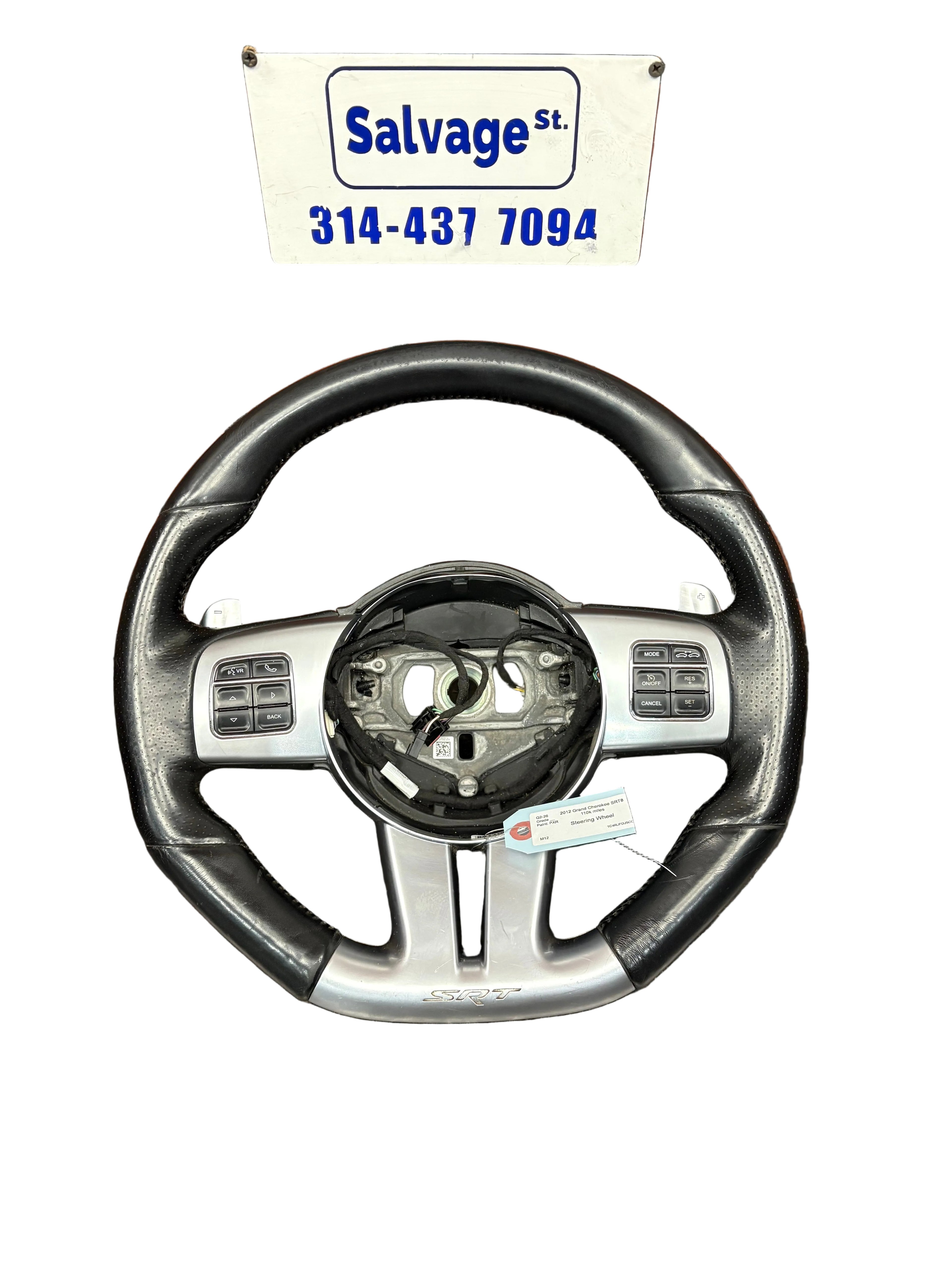 2011-2013 OEM Jeep Grand Cherokee SRT8 Heated Leather Flat Bottom Steering Wheel