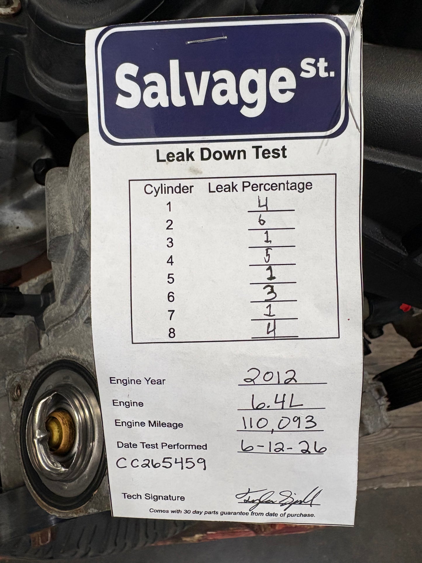 OEM 2012 WK2 Jeep Grand Cherokee SRT8 6.4L Hemi 392 Engine Leakdown Tested 110k