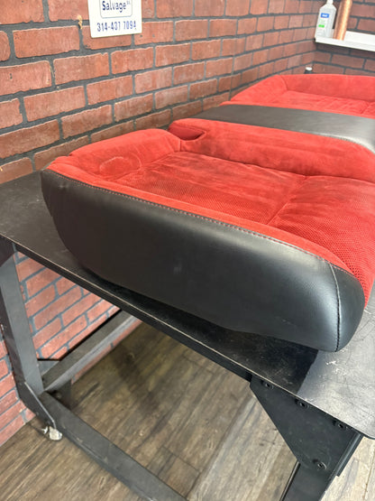 15-23 Dodge Challenger Scat Pack Red Black Leather Alcantara Suede Rear Seat Bottom Cushion OEM