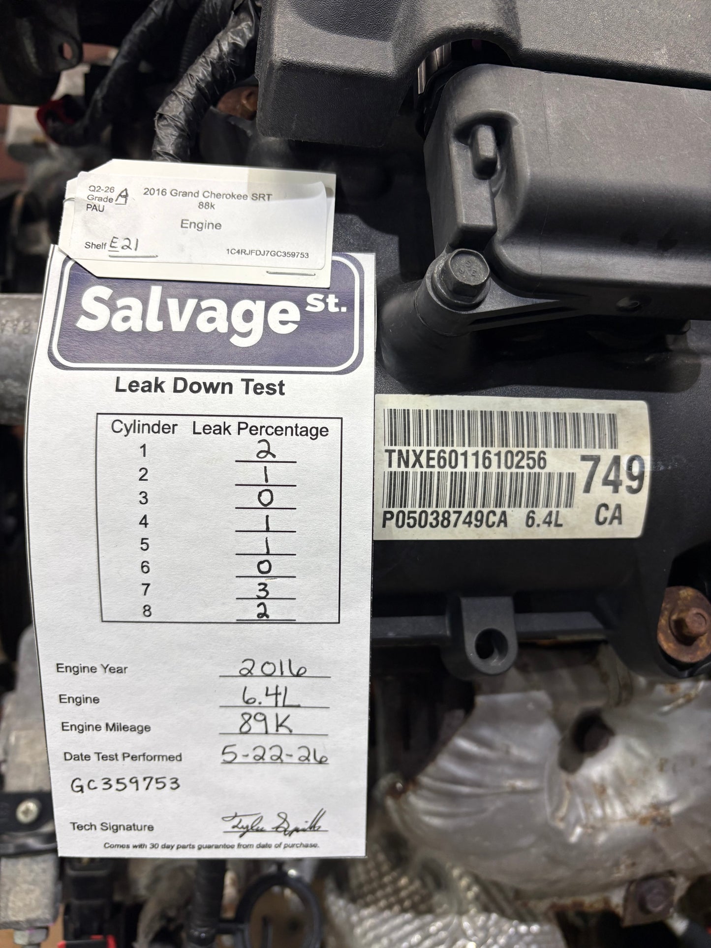 2016 Jeep Grand Cherokee SRT 6.4L 392 Hemi Engine