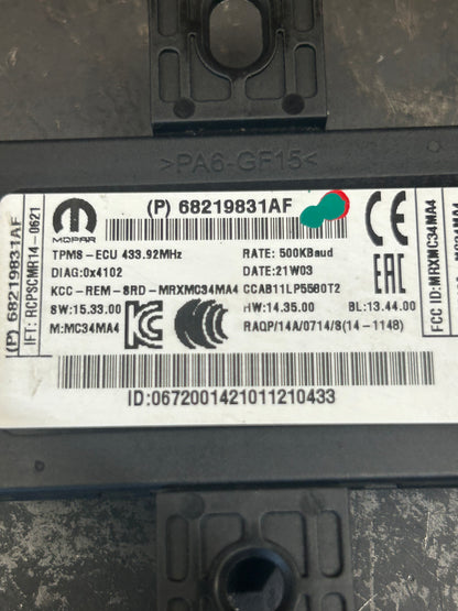 2014-2021 Jeep Dodge Chrysler OEM Tire Pressure Monitoring Module 68219831AF