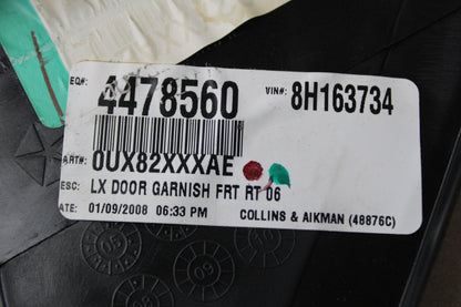 06-10 Dodge Charger Passenger Right Interior Door Window Opening Molding Mopar