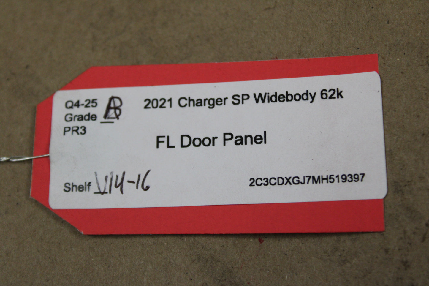 20-23 DODGE CHARGER FRONT DRIVER LH SIDE DOOR PANEL OEM LEATHER 6YD951X9AB