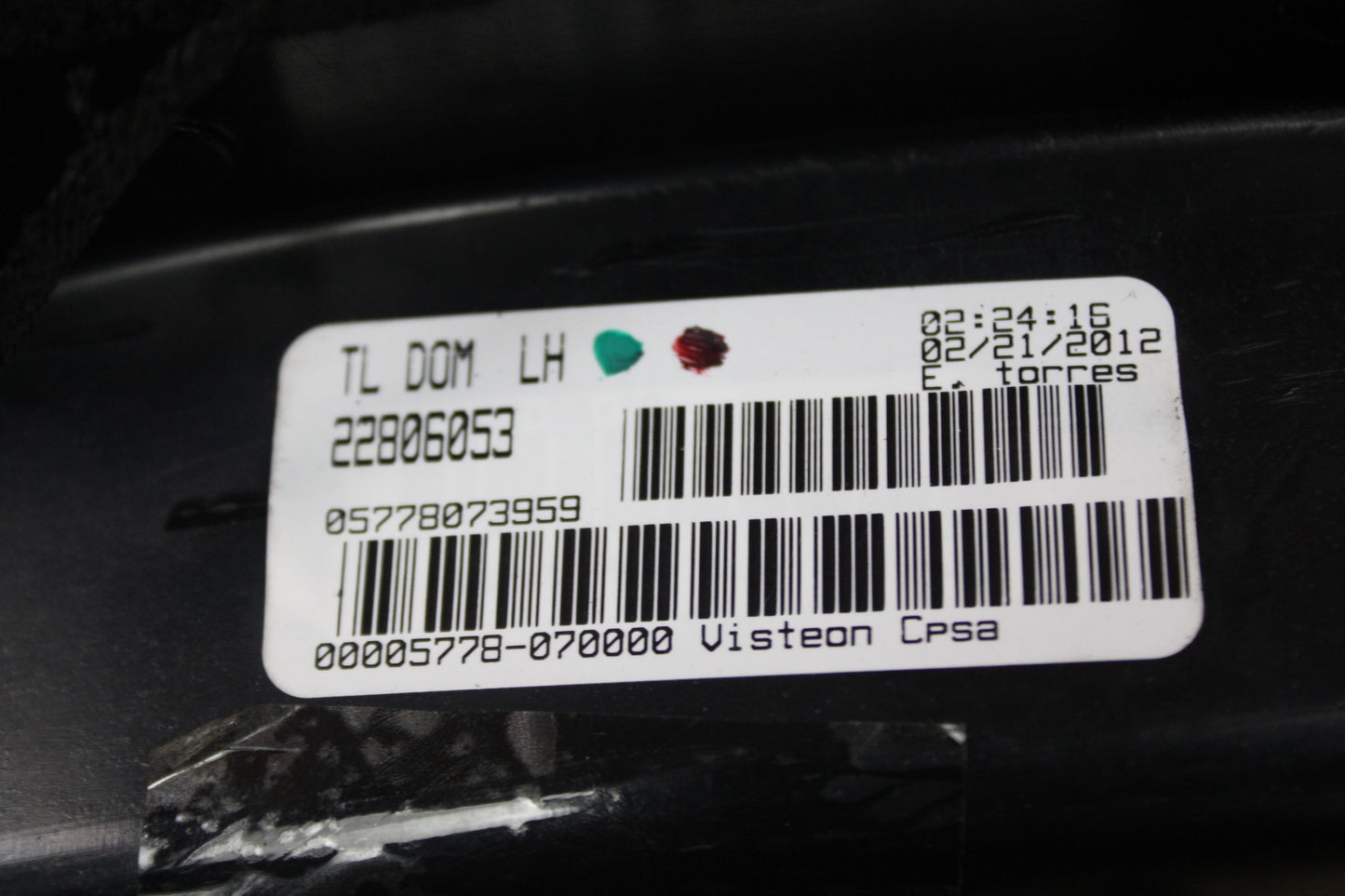 08-14 CADILLAC CTS DRIVER LH SIDE REAR BRAKE TAIL LIGHT OEM 22806053