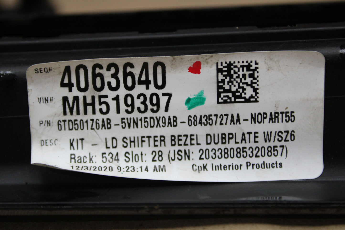 2019-2023 Dodge Charger Automatic Gear Shifter Console Bezel OEM 6TD501Z6AB