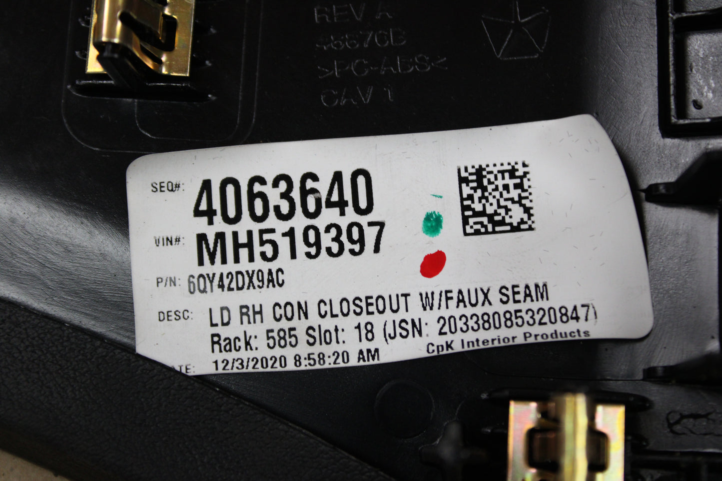 2019-2023 Dodge Charger OEM Center Console Closeout Side Panels LH & RH Set Pair