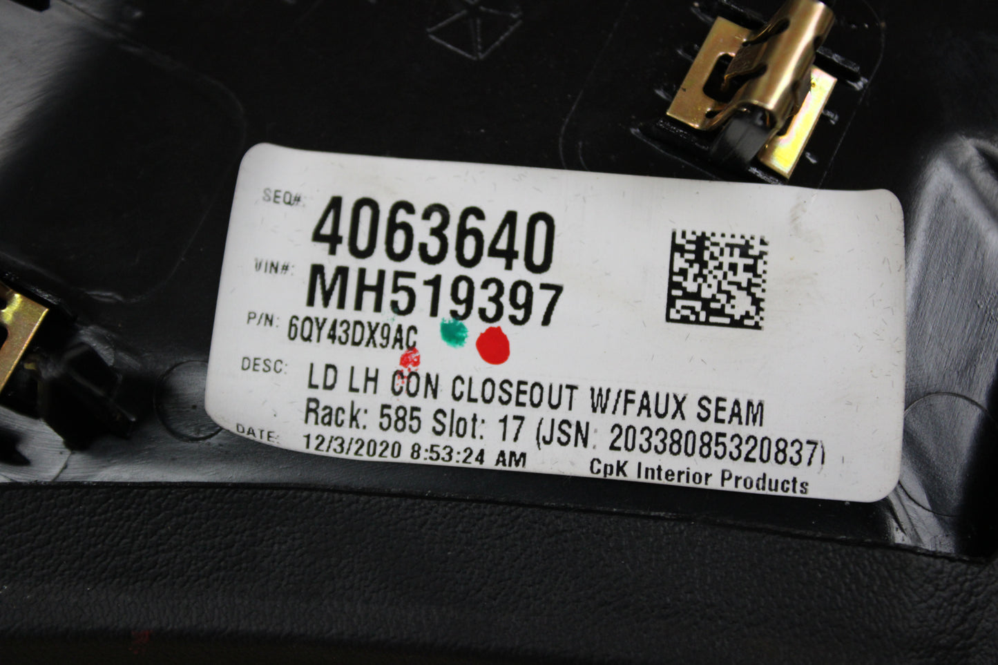 2019-2023 Dodge Charger OEM Center Console Closeout Side Panels LH & RH Set Pair