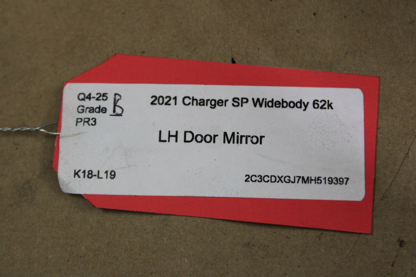 2020 - 2023 DODGE CHARGER LEFT DRIVER SIDE DOOR REAR VIEW MIRROR OEM 6WA43ZR3AA