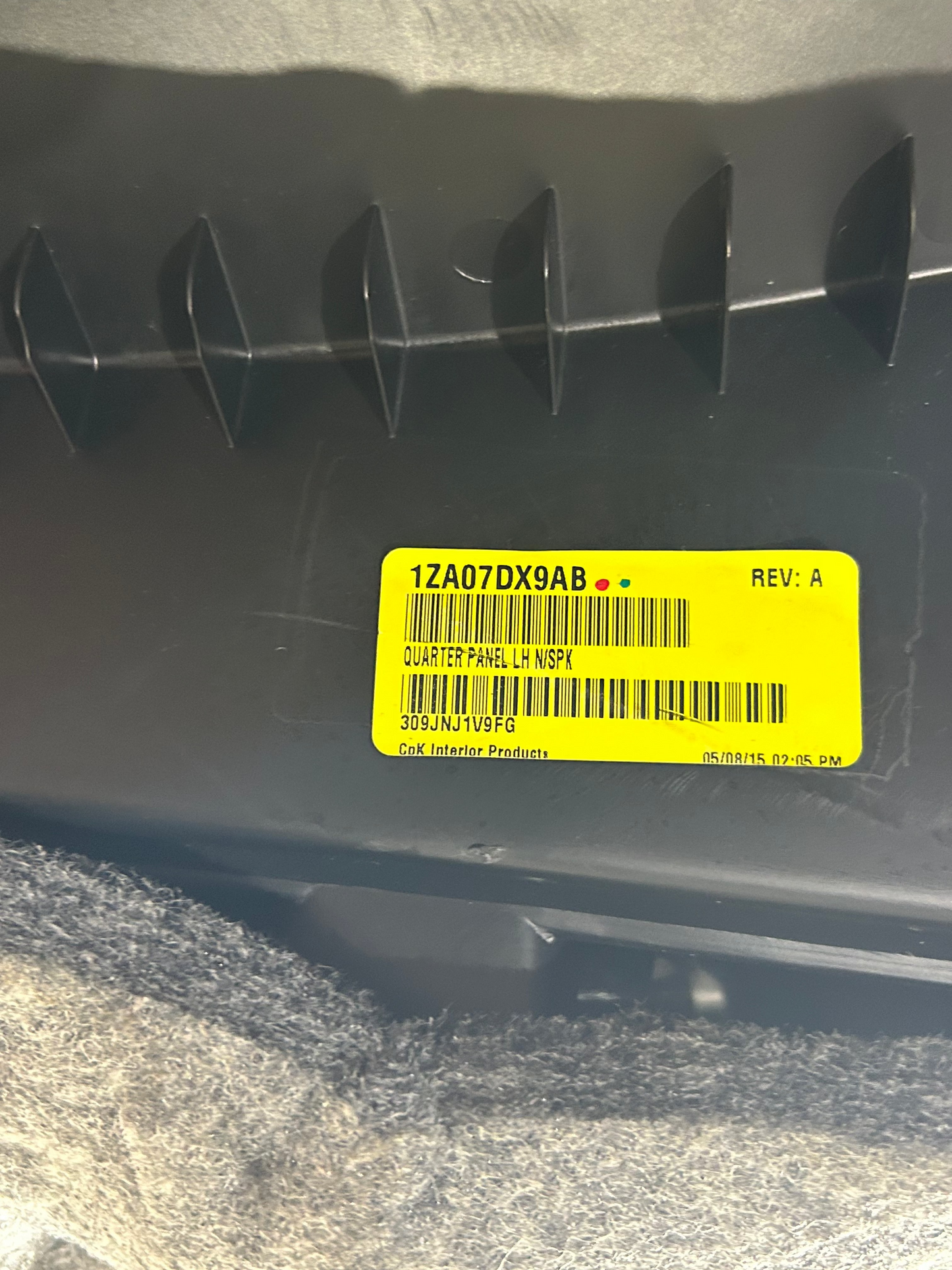 15-23 Dodge Challenger LH Driver Rear Quarter Trim Door Panel 1ZA07DX9AB OEM
