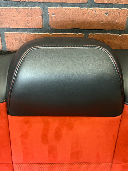 15-23 Dodge Challenger Black Leather Red Suede Rear Passenger RH Seat Back OEM