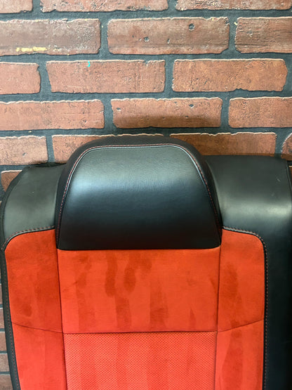 15-23 Dodge Challenger Black Leather Red Suede Rear Passenger RH Seat Back OEM
