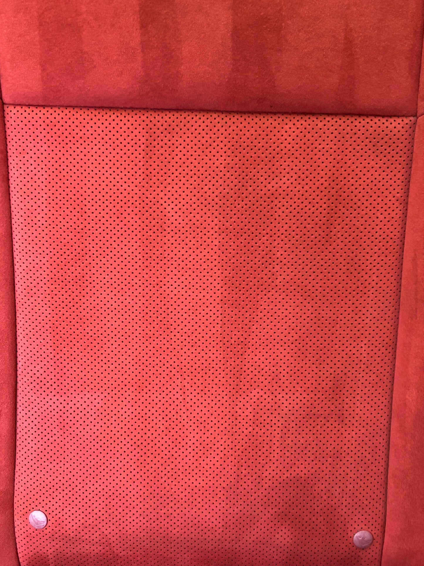 15-23 Dodge Challenger Black Leather Red Suede Rear Passenger RH Seat Back OEM