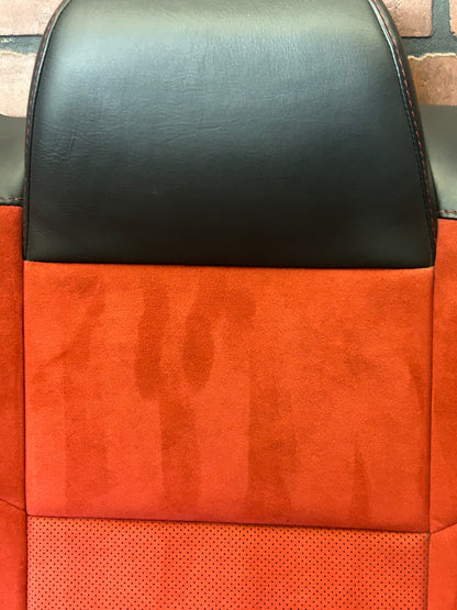 15-23 Dodge Challenger Black Leather Red Suede Rear Passenger RH Seat Back OEM