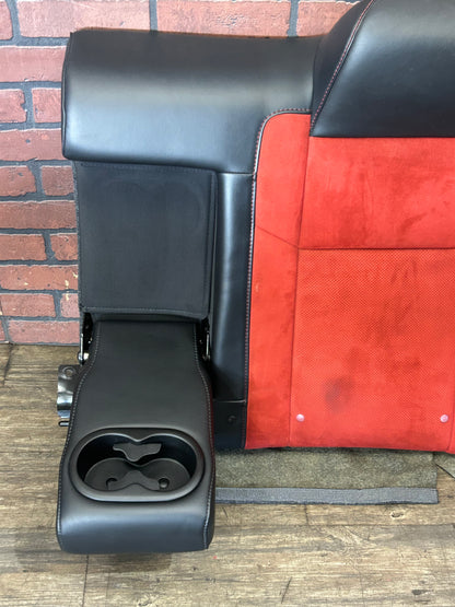 2015-23 Dodge Challenger Black Leather Red Suede Rear Driver LH Seat Back OEM