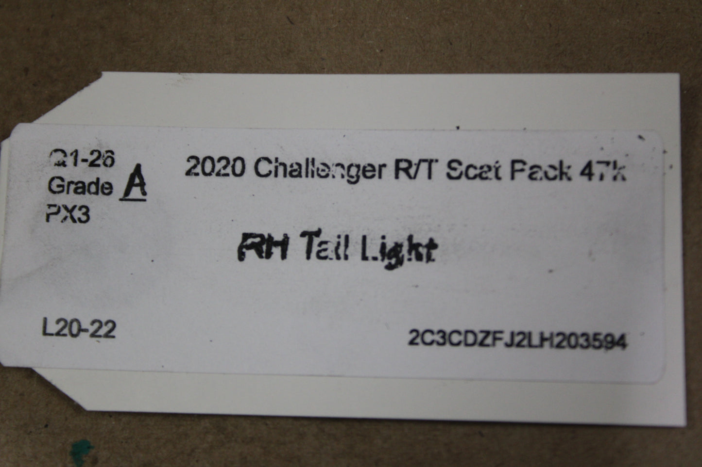 2015-2023 Dodge Challenger Passenger RH Side Tail Light Taillight OEM 68403954AC