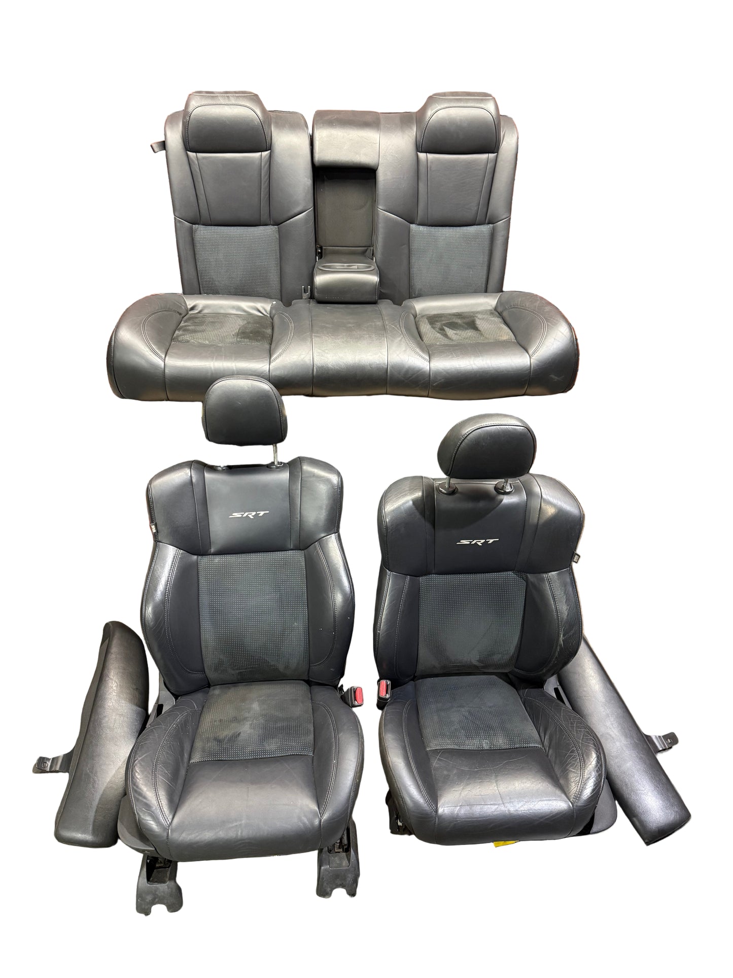 OEM 05-10 Dodge Charger SRT8 Blue Stitched Dotted Leather Suede Heated Seat Set