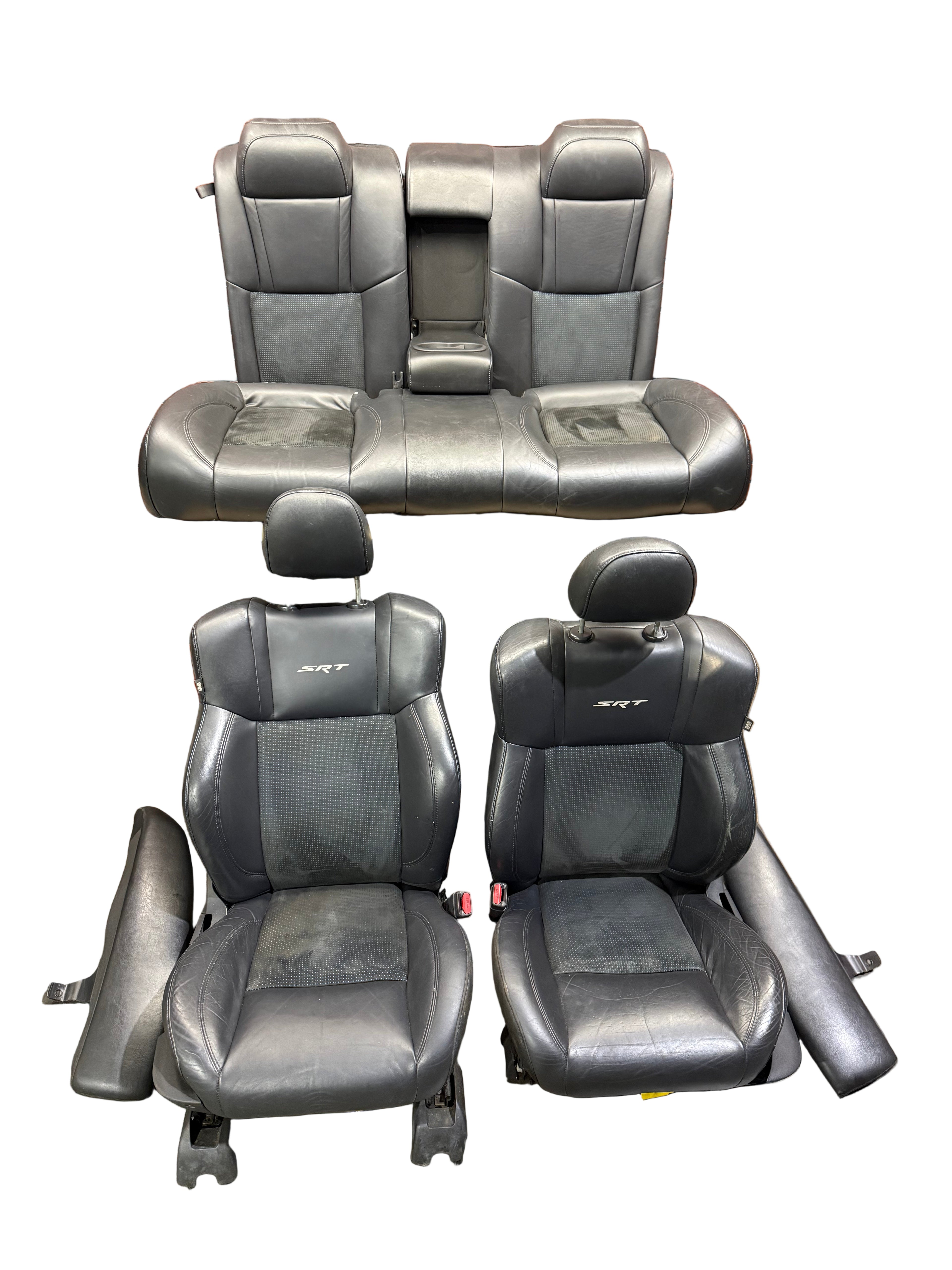 OEM 05-10 Dodge Charger SRT8 Blue Stitched Dotted Leather Suede Heated Seat Set