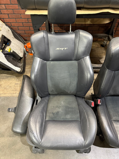 OEM 05-10 Dodge Charger SRT8 Blue Stitched Dotted Leather Suede Heated Seat Set