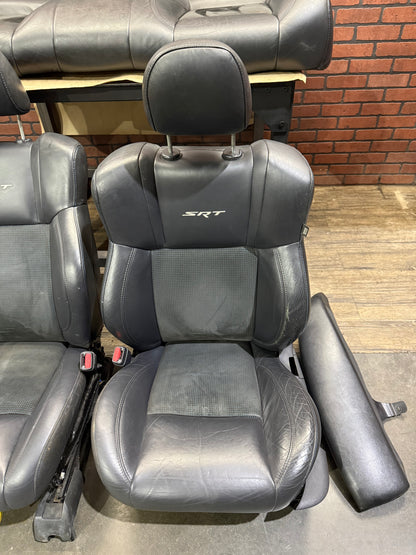 OEM 05-10 Dodge Charger SRT8 Blue Stitched Dotted Leather Suede Heated Seat Set