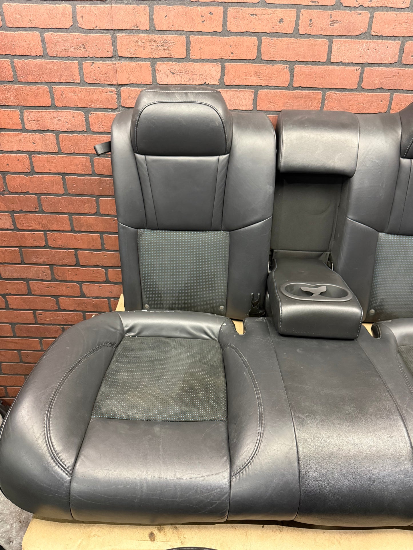 OEM 05-10 Dodge Charger SRT8 Blue Stitched Dotted Leather Suede Heated Seat Set