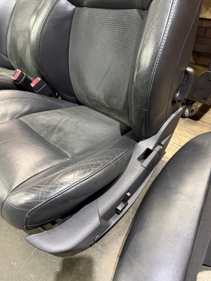 OEM 05-10 Dodge Charger SRT8 Blue Stitched Dotted Leather Suede Heated Seat Set