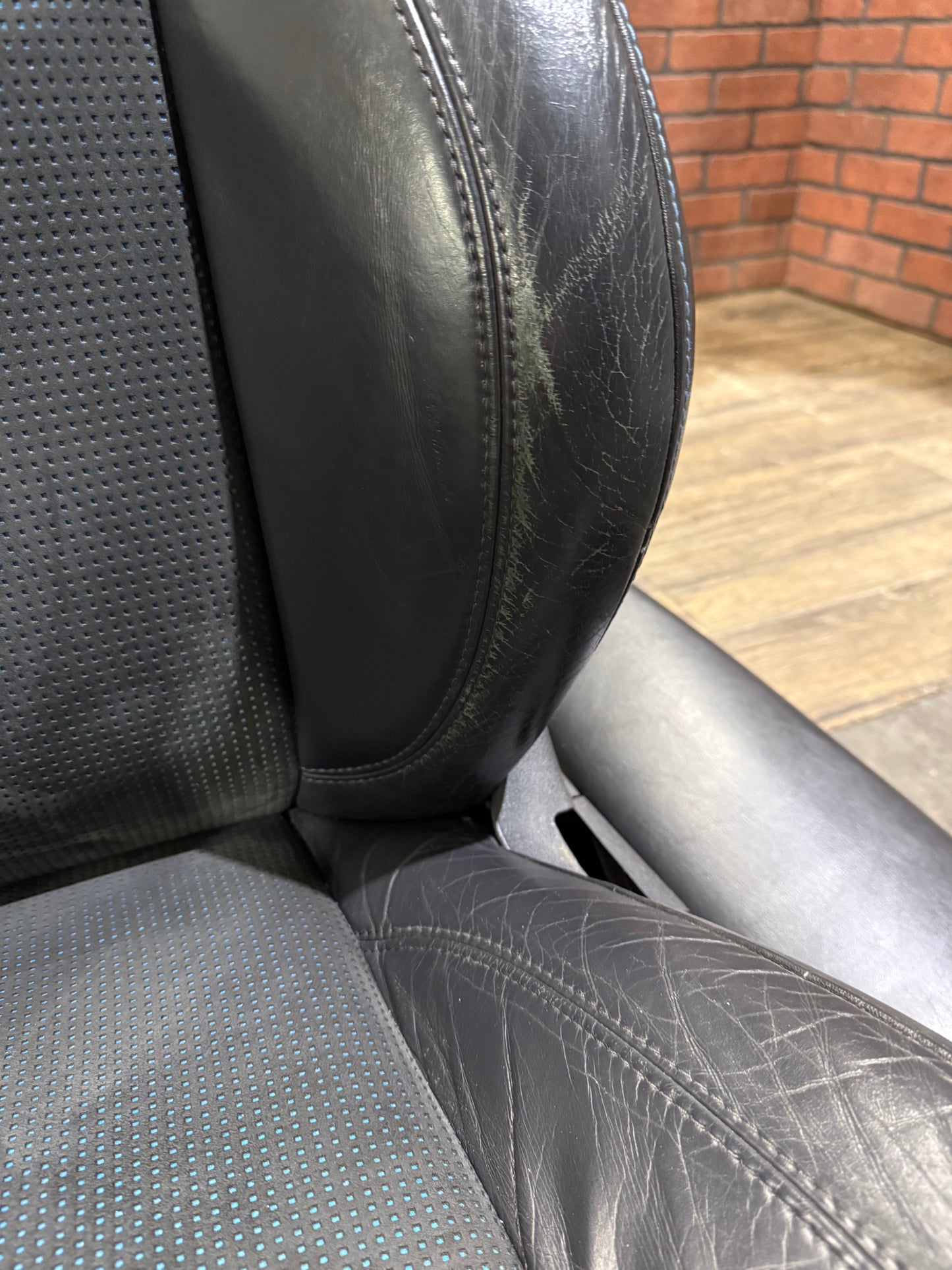 OEM 05-10 Dodge Charger SRT8 Blue Stitched Dotted Leather Suede Heated Seat Set