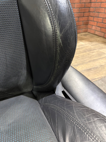 OEM 05-10 Dodge Charger SRT8 Blue Stitched Dotted Leather Suede Heated Seat Set