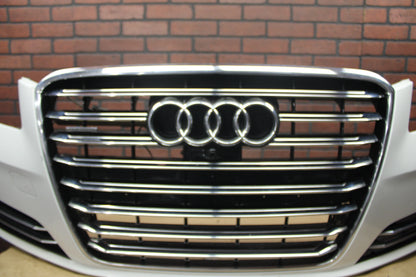 2011-2014 Audi A8L Quattro Front Bumper Cover Panel Assembly W/ Grille White OEM