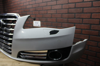 2011-2014 Audi A8L Quattro Front Bumper Cover Panel Assembly W/ Grille White OEM